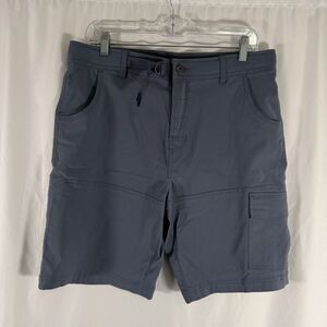 Gerry Hiking Shorts Mens 34 Blue Belted Cargo Pocket Zip Nylon Blend 10" Inseam
